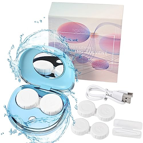 VORDRASSIL MV3 Series Ultrasonic Contact Lens Cleaner Machine, Peroxide Cleaner with USB Charger, Fit Disposable Soft, Colored, RGP and OK Lenses (BLUE)