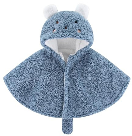 Lifup Capa con Capucha para Niñas, Piel Sintética Chaqueta para Niñas Abrigo con Capucha De Invierno, Poncho de Invierno Cálido para Exteriores Azul 1-2 año