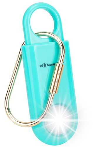 130dB Personal Safety Alarm Strobe Light. Loud Sound SOS Keychain Siren with Carabiner for Women, Girls, School College Students, Night Runners. Emergency Self Defense Alerts. Aqua