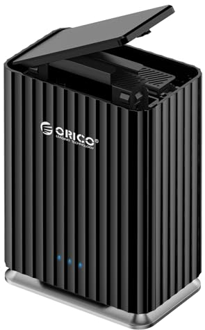 ORICO Caja Externa para 2 Discos Duros, USB 3.1 Type-C Sin Herramientas, Carcasa Das con Adaptador de 12V/4A, Máx. 44TB para Datos Personales - 9728C3