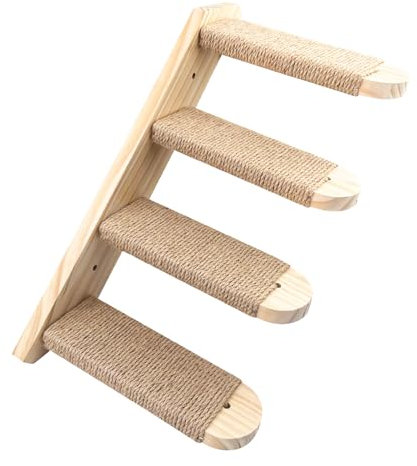 Lectorias Katzentreppe 4 Stufen, Katzenleiter mit Juteseil, Katzentreppe Wand, Katzenbretter für die Wand, Katzen Treppe, Katzentreppe Kletterwand Katze für Katze Klettern Spielen(Kann 20 kg Tragen)