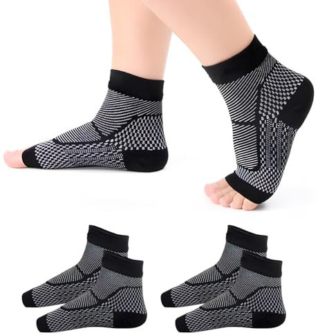 Wisebom Attelle Cheville Sport 2Paires, Chaussettes de Compression Orthopédiques pour Homme et Femme Neuropathie Socken Bandage de Cheville Maintien pour Fasciite Plantaire, Entorse de La Cheville,S/M