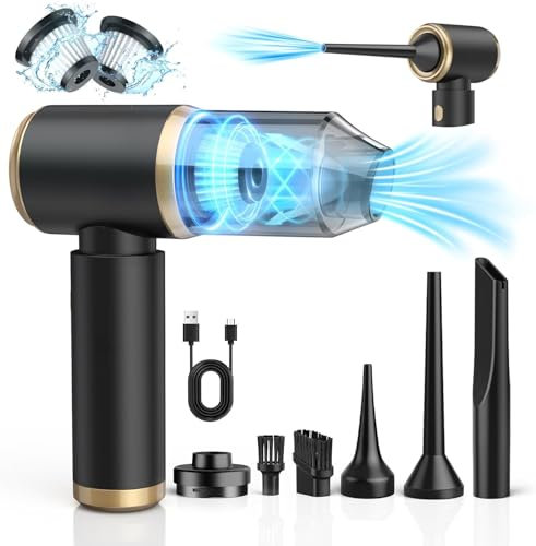 NIWOHOM Aspirador de Mano, 15000 PA Aspirador Coche Potente Portátil Recargable con Ajuste de 2 Niveles, 120W 4 en 1 Aspiradora de Mano sin Cable para el hogar,sofá, Mascota, Automóvil, Cocina