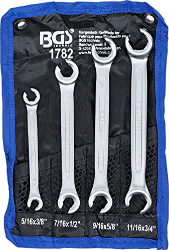 BGS 1782 | Juego de llaves de estrella dobles abiertas | medidas en pulgadas | 4 piezas