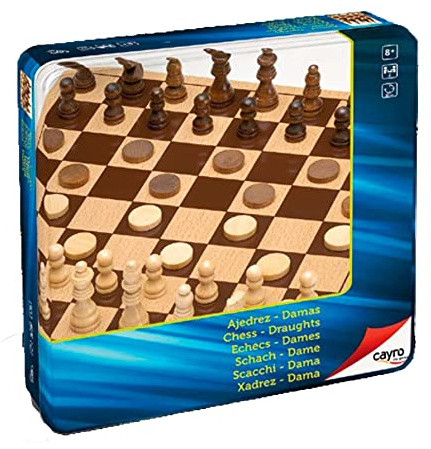 Cayro Juguetes SL - 751 - Jeu de Société - Jeux 2x1 - Dames/Echecs