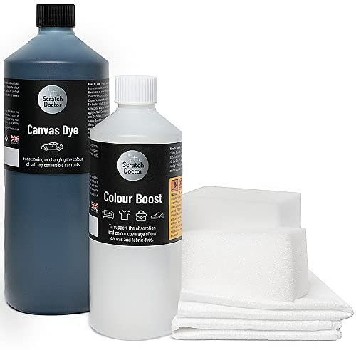 Scratch Doctor Canvas Dye Kit Restore Faded Colour on Convertible Car, Boat Roof, Awning & Soft Top (Dark Blue, 500ml)