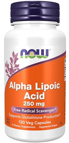 NOW Foods Supplements, Alpha Lipoic Acid 250 mg, Supports Glutathione Production*, Free Radical Scavenger*, 120 Veg Capsules
