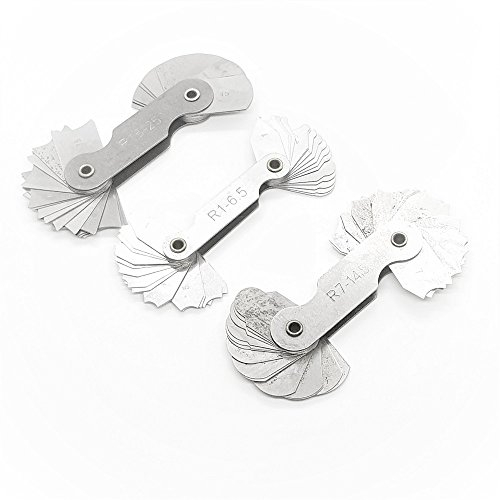 KATSU 3 Piezas radio medidor de filete de metal herramienta de medición convexa cóncava portátil R1-6.5 / R7-14.5 / R15-25