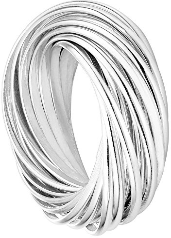 Vinani Damen Design Ring 925 Sterling Silber – Multi 3er Massiver Wickelring mit Glänzender Beweglicher Oberfläche, Modernes Elegantes Schmuckstück für Damen, Handgefertigt, Größe 60 2R3N-60
