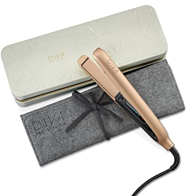 Diva Pro Styling Precious Metals Professional Touch Plancha de pelo Oro Rosa con aceite de argán de macadamia y placas de cerámica infundidas con queratina
