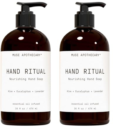Muse Apothecary Hand Ritual - Aromatic and Nourishing Hand Soap, Infused with Natural Aromatherapy Essential Oils - USDA Certified Biobased - 16 oz, Aloe + Eucalyptus + Lavender, 2 Pack