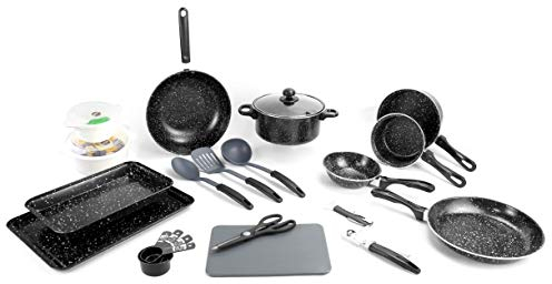 21pc Kitchen All-in-One Starter Pack Black Marble or Copper Style (Black Marble)