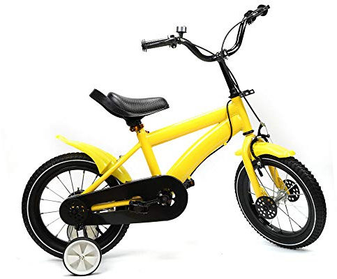 Fetcoi Barncykel – 14 tums barncykel för pojkar från 16 år flickor balanscykel barncykel med stödhjul och handbroms vit/röd/blå/gul barncykel pojkar cykel