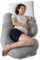 QUEEN ROSE F Shaped Pregnancy Pillow, Maternity Body Pillows for Sleeping, Cooling Silky Cover, Gray
