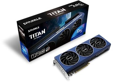 Sparkle Intel ARC A750 TITAN OC, 8GB DDR6, PCIe4, HDMI, 3 DP, 2200MHz Clock, 0dB Cooling, LED Temperature Display, Overclocked, VGA Holder
