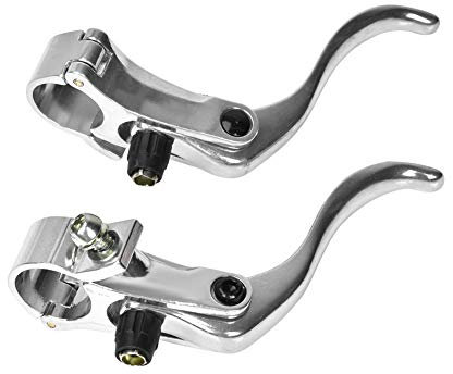 HERCHR Leviers De Frein De Vélo 2pcs 24mm De Diamètre Poignées De Frein De Vélo De Montagne Poignée De Frein De Vélo en Alliage D'aluminium pour VTT, Vélo De Route, Vélo Pliant(Argent)