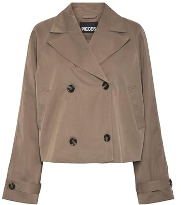 PIECES Trench Female PCSCARLETT CORTO, Marrone, M