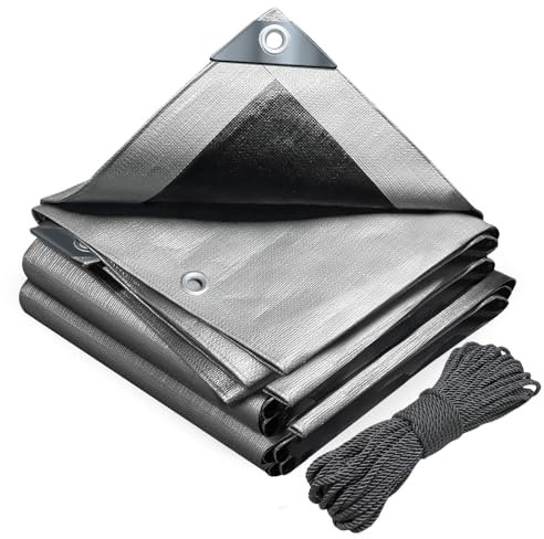 VOUNOT® Bâche de Protection en Polyéthylène 180g/m² Bâche Imperméable Ultra Lourde et Résistante Revêtue des Deux côtés avec Oeillets en Aluminium Couverture Étanche pour Jardin et Piscine Gris 3x5m