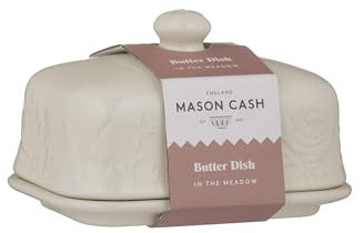 Mason Cash Beurrier In the Meadow - Motif floral en relief - En grès durable - Couvercle hermétique - Peut contenir jusqu'à 500 g de beurre - Rangement classique de cuisine et de table (9 cm H x 15,6