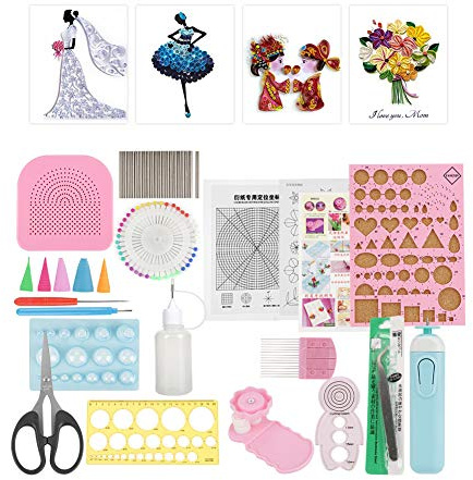 Tbest Quilling-kit, 24st DIY Quilling-papper med Slitsade Verktygsset Art Craft-dekoration