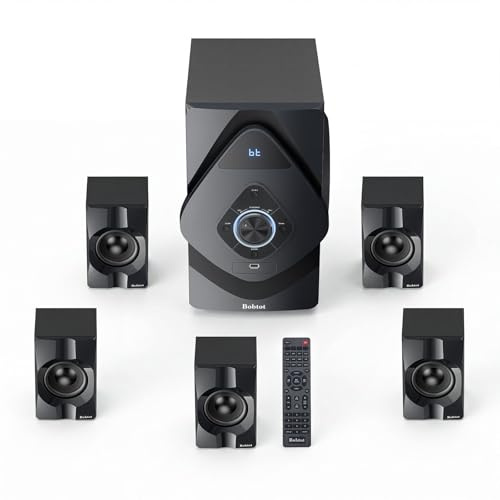 Bobtot Home Theater System Wireless Rear Satellite Speakers 800W 6.5inch Subwoofer 5.1/2.1 Channel Surround Sound Systems with ARC Optical Bluetooth Input