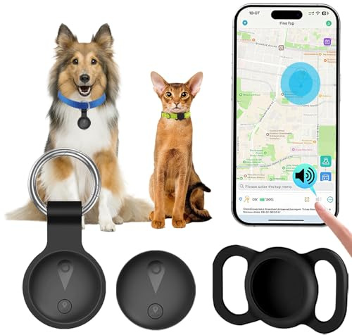 Localizador GPS Perros,GPS Dog Compatible con Sistemas iOS Y Android GPS para Gatos En Real BateríA De Larga DuracióN, Rastreador GPS para Gatos Rastreador De Mascotas Impermeable-Negro