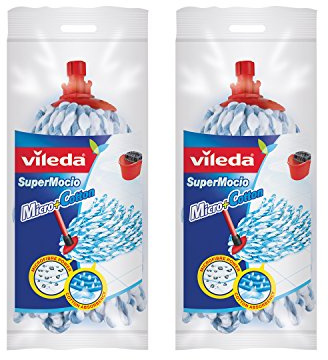 Vileda Supermocio Micro and Cotton Mop Refill, White, Pack of 2