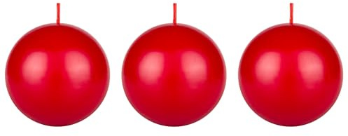 Mega Candles 3 pcs Unscented Red Ball Round Candles, Hand Poured Premium Wax Candle 3 Inch x 3 Inch, Home Décor, Wedding Receptions, Occasions, Events, Festivities, Meditations, Relaxation