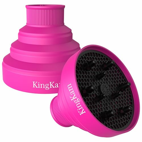 Kingkam Collapsible Silicone Hair Dryer Diffuser for Travel and Easy Storage for Nozzle Diameter 4-5cm Pink