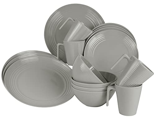 #11 Servis set camping servis set melamin för 4 personer 16 delar diskmaskinssäker picknick Seramica latte praktiskt taget okrossbar och reptålig