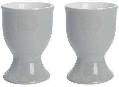 Argon Tableware 2 Piece Coloured Egg Cup Set - Modern Style Breakfast Hard Soft Boiled Eggs Dipping Holder - Grey - 5cm