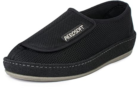 Aerosoft Scarpa Bassa 6072-4P Donna Uomo Pantofole Antiscivolo Chiusura a Strappo (Nero, 37)