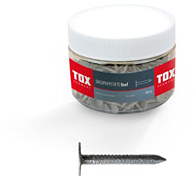TOX Roof Dachpappstifte, Nägel für den Bedachungsbereich, Senkkopf, feuerverzinkt, 2,0 x 16 mm, 1 Dose, 400 g (680 Stk.), 063260200