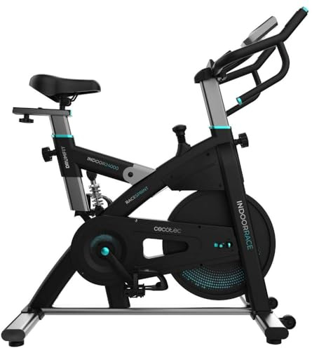 Cecotec Bicicleta Estática Indoor con Volante de Inercia de 24Kg y APP DrumFit Indoor 24000 Race Sprint. Pulsómetro, Pantalla LCD, Soporte Dispositivos, Resistencia por Fricción, Sillin Ajustable