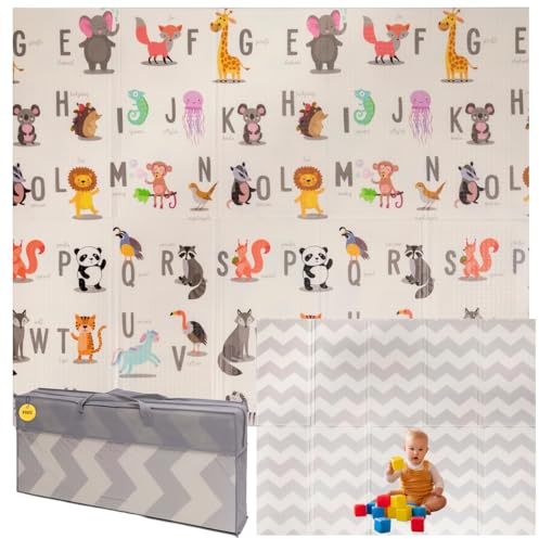Alfombra Bebe Acolchada Plegable 180x200x1,5cm – Tapete Actividades Impermeable Reversible – Gimnasio Infantil – Manta Juegos y Regalo Ideal – Parque Infantil Bebé – Tapete Bebé – Colchoneta Suelo