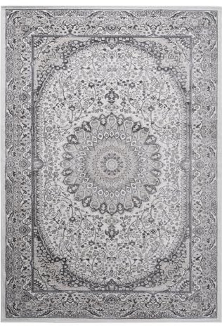 NAAR Abstraktes Vintage Designer Teppich 80 x 300 cm Rugs, Kurzflor, Weich Teppich für Wohnzimmer, Schlafzimmer, Esszimmer, Heimbüro, ÖKO-TEX Wohnzimmerteppich, Teppiche Grau/Creme