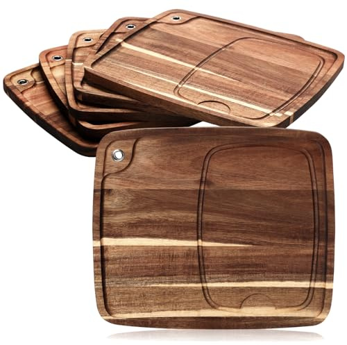 Uiifan 1 Pc Wood Steak Plates Acacia 13 x 11 x 0.6 Inch