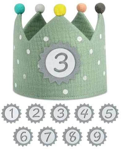 URAQT Kids Birthday Crown with Interchangeable Numbers, Reusable Party Hat Tiara Headbands for Boys & Girls