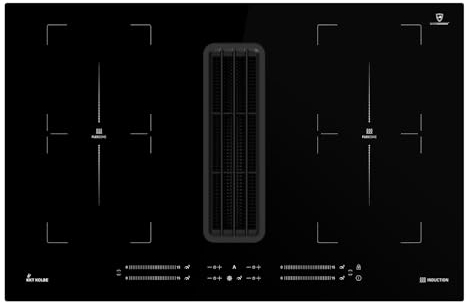 KKT KOLBE IND800DRAFT - Placa de inducción integrada con extractor de humos, 80 cm, placa de inducción, 7 kW, 4 zonas, 15 niveles, sin marco
