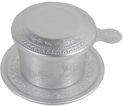 LABRIMP Edelstahl Kaffeefilter Vietnamesisch Gemusterter Handfilterbecher Für Filterkaffee Geeignet Für Reisen Büro Und Restaurant