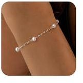 Aidenn Perlenarmband Damen Silber Perlen Armband，Silver Pearl Bracelet für Brautjungfer Hochzeit Abschlussball Mädchen Perlenschmuck