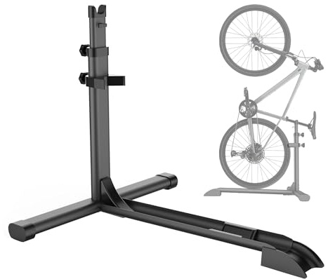WilTec Range-vélo pour 1 Bicyclette – 68,8 x 56 x 49,3-81,1 cm – Capacité 25 kg – en Acier – Rack à vélo autoportant, Support Rangement