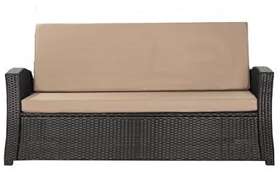 Setgarden® Cojín para banco de jardín de polirratán, cómodo cojín para bancos de jardín, cojines perfectos para tu sofá de jardín o columpio de jardín (beis, 130 x 60 x 50 cm)
