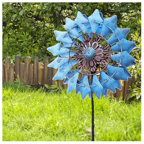 Mulino A Vento In Metallo Da Giardino, 190×32cm, Stagionale Mulino A Vento Scultura All'Aperto Ruota Eolica Da Giardino In Metallo Lo Spazio Esterno Presenta Un'Atmosfera Artistica