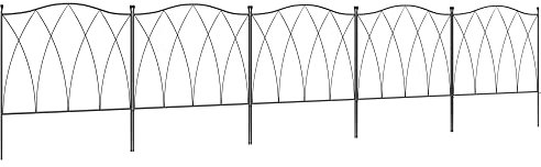 Outsunny Set Recinzioni da Giardino a 5 Pannelli con Lacci di Fissaggio, Recinzione Decorativa Esterna in Metallo, per Giardino, Cortile, Prato e Aiuola, 305x62 cm, Nero