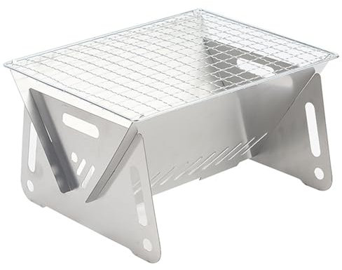 LAANCOO Parrillas para Acampar, Estufa de Madera para Acampar Plegable Plegable Acero Inoxidable Estufa de leña con Red y Bolsa de Transporte para Caminatas al Aire Libre