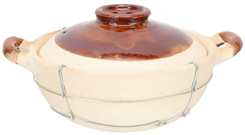 JECOMPRIS Marmite à Ragoût 0,5l En Terre Cuite Blanche Manche Unique Résistant Haute Température Cuisson Rapide Marmite Ménagère Usage Domestique Pour Soupe Nouilles Et Riz Couvercle Ventilé