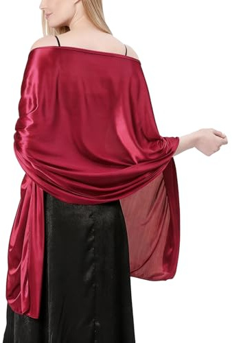 HUVZOR 1 pieza Bufanda Mujer Chales y envolturas Pañuelo Seda Mantón Moda Chal Estolas Fular Boda Fiesta Chiffon Bufanda (Rojo: 65 x 220 cm)