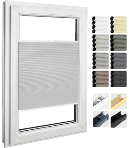 Home-Vision Plissé avec perçage sur Mesure – Collection nid d’Abeille 8 Couleurs 3 Profils – Largeur 30-129 cm Hauteur 50-149 cm – Occultation Thermo – Montage à Visser Rapide et Facile