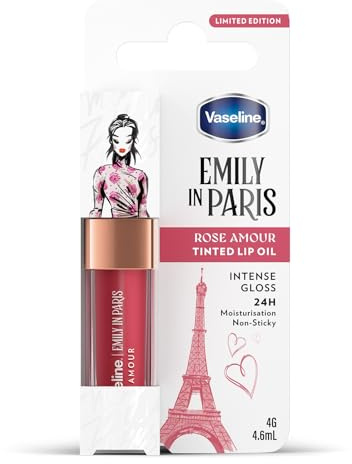 Vaseline x Emily in Paris Lip Oil Rose Amour, getönter Lipgloss für vollere Lippen, (Rose Amour - 1 x 4g)